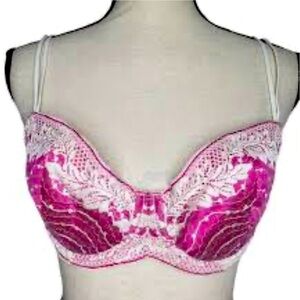 WACOAL Pink Cream Lace Overlay Underwire Bra Sz 36DD Gorgeous